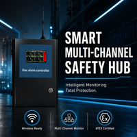 Contrôleur d'alarme gaz multi-canaux HIREP mural, système de détection de fuite de gaz industriel sans fil, moniteur RS485 PLC ATEX CE