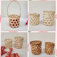 Petite usine d'artisanat folklorique-Couvercle au détail Panier en bambou Boîte à bonbons de mariage en rotin Salon