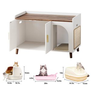Caja de arena oculta para gatos de esquina de madera XIANGLONG, muebles para casa de gatos con puerta, Banco de baño para gatos - Product Image 3