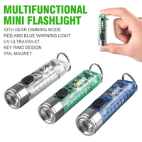 Étanche 500lm Multifonctionnel Mini LED Porte-clés Lampe de Poche USB Rechargeable Extérieur Portable Travail Inspection Lumière pour IP67