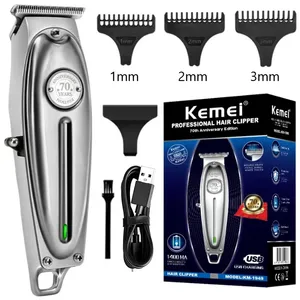 KM-1949 Usine fournisseur coupe en acier au carbone lame rechargeable sans fil tondeuse cheveux clipper