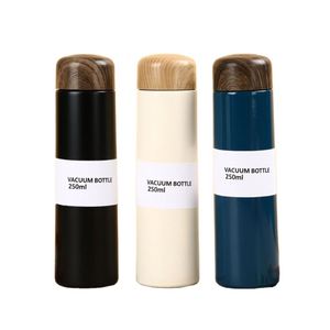 Mini thermos de 250 ml en acier inoxydable 304 avec couvercle imitation bois japonais, idéal pour le bureau ou comme cadeau d'affaires - Product Image 1