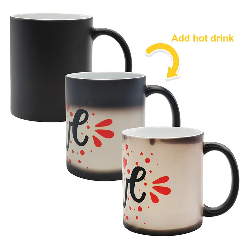 Design creativo 11oz sublimazione di colore che cambia la stampa fotografica personalizzata caffè tazze magiche sensibili al calore