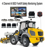Sistema de Monitoreo de Seguridad para Montacargas 4CH AI BSD, Cámara/Pantalla 1080P y Luz de Alarma LED, Apto para Maquinaria Pesada