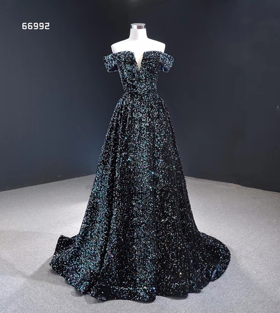 QUEENS GOWN Sequins Lace Big Ball Gown Evening Dress Bride Dress for Dance & Party