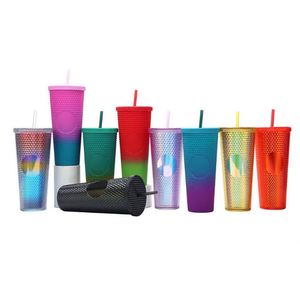 Gobelet à double paroi en plastique clouté 710 ml avec paille et couvercle – Prix usine 2026 - Product Image 1