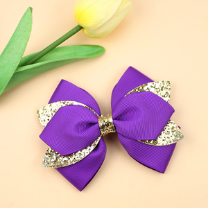 Großhandel Glitzernde Haarschleifen-<span class=keywords><strong>Clips</strong></span> mit Perlen für Mädchen Zöpfe Ripsband Haarspangen Glitzer-Haarschleifen-<span class=keywords><strong>Clips</strong></span> für Kinder - Product Image 4