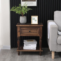 Petite table de chevet multifonctionnelle de style américain en bois massif couleur noyer, moderne et minimaliste, pour chambre à coucher, meubles de maison