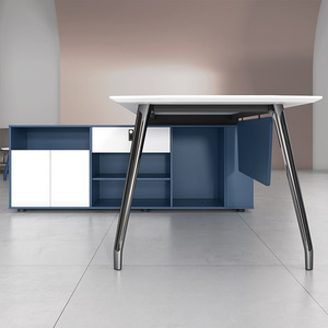 Escritorio ejecutivo moderno de madera de lujo con gabinete lateral para directores de empresas, gerentes y jefes - Product Image 3