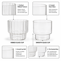 Gobelet en verre borosilicate transparent rayé de 14 oz avec logo personnalisé, pour boissons froides, eau, café, jus, soda, lait, idéal pour les fêtes