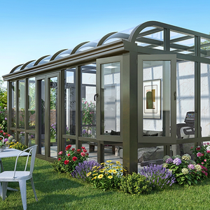 Maison préfabriquée <span class=keywords><strong>en</strong></span> <span class=keywords><strong>aluminium</strong></span> au design moderne, double vitrage trempé, véranda préfabriquée, toit triangulaire, véranda pour usage extérieur - Product Image 2
