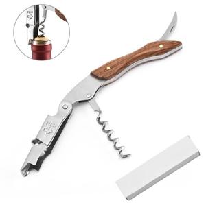 HXY定制白盒式葡萄酒开瓶器现代双铰链杠杆不锈钢木制开瓶器红木品牌酒吧工具 - Product Image 4