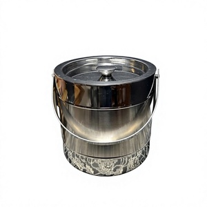 Seau à glace en métal à paroi simple de 2 litres avec couvercle et poignée, facilement transportable, pour la maison et les bars, designs personnalisables. - Product Image 1