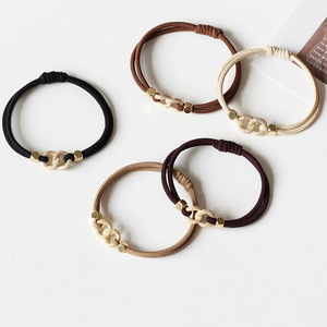 Coletero de doble hebra con anillo de aleación de alta elasticidad, estilo coreano, sencillo y elegante, para mujer, uso casual - Product Image 1