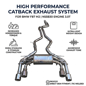 ระบบท่อไอเสียแบบวาล์ว Vortex SS304 Catback สำหรับ BMW M2 F87 Coupe N55B30 3.0T ปี 2014-2018 ชุดแต่งสมรรถนะสำหรับการแข่งขัน ติดตั้งได้โดยตรง - Product Image 1