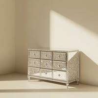 Meuble TV moderne avec miroir de table en cristal brillant, meuble d'appoint pour chambre à coucher, meuble pour la maison et l'hôtel