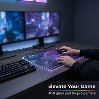 Alas Mouse Gaming Kaca Temper Anime Lucu dengan Lampu RGB, Permukaan Ultra Halus, Tahan Gores & Mudah Dibersihkan, Stok Tersedia