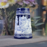 Chope à bière classique en porcelaine - Souvenir du château de Rudesheim et du monument de Loreley pour la bière et le vin
