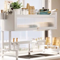 Étagère de rangement en métal à 2 niveaux pour évier avec tiroir anti-poussière, organisateur de comptoir de cuisine pour le rangement des épices et des outils