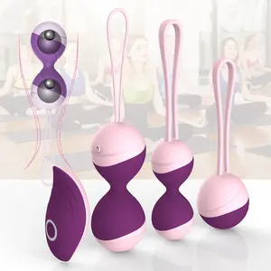 Mainan Seks Penggetar Otot Kegel, Bola Vibrator Bergetar Remote Kontrol Latihan Ketat Vagina Ben Wa Geisha