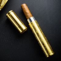 Laiton Antique Kit Accessoires Cigare 4 en 1 Gravé Rétro Cendrier Briquet Coupe-Cigare Étui de Collectionneur