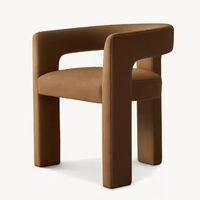 JP Chaises de salle à manger en velours à cadre en bois massif de haute qualité Fauteuils en tissu à dossier ouvert