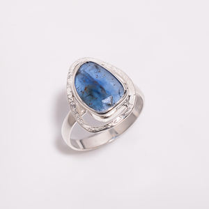 Diseño único Anillo de Plata de Ley 925 Joyería fina hecha a mano Ajuste de bisel de piedras preciosas de Aguamarina natural Lindo para fiestas de bodas - Product Image 5