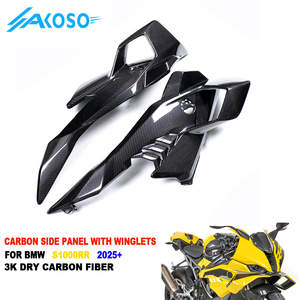 แผงข้างหน้าคาร์บอนไฟเบอร์แท้ 100% 3K พร้อมวิงเล็ตสำหรับรถมอเตอร์ไซค์ BMW S1000RR ปี 2025 รุ่น AKOSO - Product Image 1