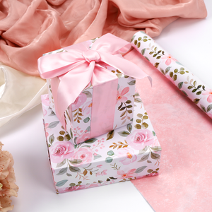 Papel de Regalo con Patrón Botánico de Rosas en Rosa Pastel Suave, Reciclable, para el Día de la Madre, Bodas, Regalos Nupciales, Venta al Por Mayor - Product Image 6