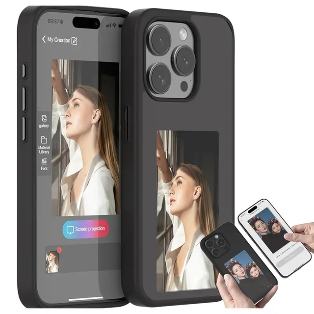 In Stock NFC Smart E Ink Screen Display DIY Mobile Phone Case Cover for iPhone 15 14 Pro Max