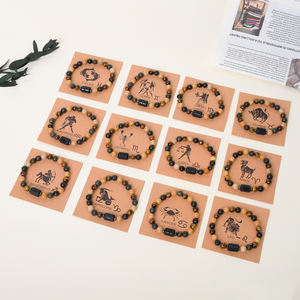 Braccialetti con perline in pietra naturale in offerta speciale, gioielli con cristalli energetici, braccialetto con cristalli dei 12 segni zodiacali con carte. - Product Image 1