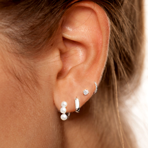 Joyería Fina, Joyería Chapada en Oro de 18k, Pendientes de Plata de Ley, Joyería con Tres Perlas - Product Image 5