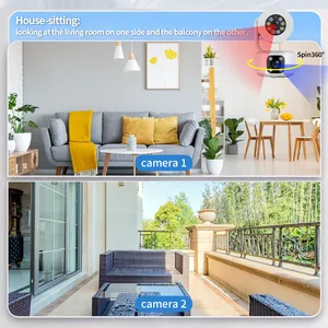 1080p High Definition Dual Lens IP Camera Multi-Functional Dual-View Real-Time Indoor Observation For Home Security Surveillance