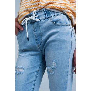 Pantalones Deportivos de Lavado Claro con Cintura Ajustable con Cordón - Product Image 4