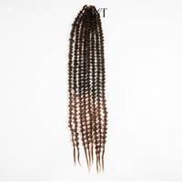 Popolari estensioni per trecce a box braid pre-annodate in fibra a bassa temperatura Ombré da 24 pollici, con dreadlock e punta arricciata, per donne nere