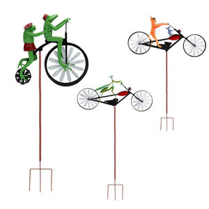 Fahrrad Metall Wind Spinner Frosch Reiten Fahrrad Eisen Windmühle Tier Motorrad Innenhof Garten Dekoration Handwerk - Product Image 6