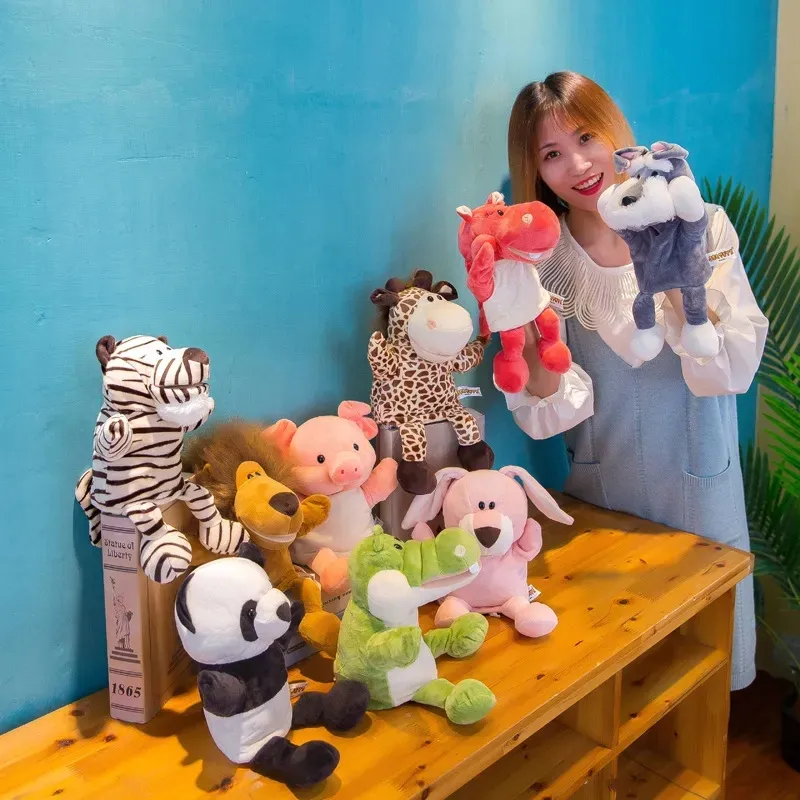 Commercio all'ingrosso 30cm animali della foresta burattini a mano bambola di peluche divertenti giocattoli per bambini genitore-figlio famiglia Storytelling giocattolo educativo per bambini