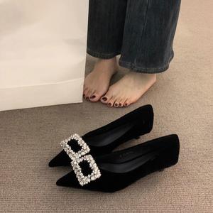 Zapatos de Tacón Alto con Plataforma Impermeable de Tacón Grueso, Estilo Coreano, Moda, Zapatos de Cuero Negro de Primera Capa de Piel de Vaca para Mujer, Zapatos Individuales - Product Image 3