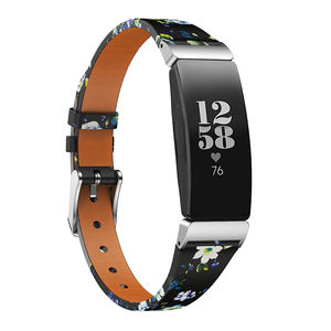 Bracelet intelligent de remplacement pour <span class=keywords><strong>Fitbit</strong></span> <span class=keywords><strong>Inspire</strong></span>/<span class=keywords><strong>Inspire</strong></span> <span class=keywords><strong>HR</strong></span>/ACE2 Fashion Flower Printing Bracelet de montre en cuir - Product Image 2