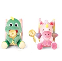 Vente chaude cheval volant sac à jouets en peluche dessin animé animal sac à dos en peluche et microphone électrique avec musique pour enfants