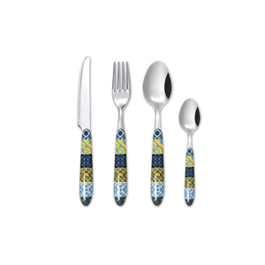 Set di Posate Excelsa 24 Pezzi in Acciaio Inossidabile con Manico in Resina Design Maiolica Multicolore Lavabile in Lavastoviglie - Product Image 2