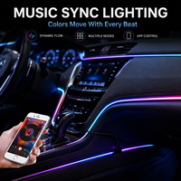 Lumière ambiante LED RGB 12V 5W pour voiture, bande acrylique, symphonie de couleurs, intérieur, commande par application, décorative, universelle, garantie 1 an