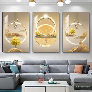 Cuadro de Pared de Hotel Popular, Tríptico de Lujo Ligero, Pintura Abstracta para Colgar, Pintura de Pared de Porcelana de Cristal - Product Image 3