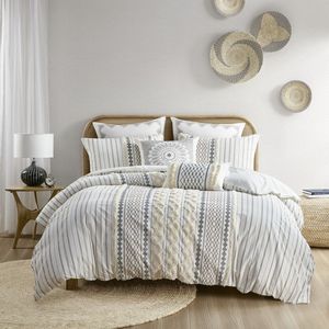 Ensemble de housse de couette imprimée en coton DB avec chenille - Product Image 1