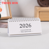 Calendrier de bureau miniature simple 2026, papeterie kawaii, calendrier de bureau avec horloge pour cadeaux d'affaires, personnalisable