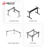 Bureau debout électrique Henvo, design contemporain, ergonomique, extensible, en acier, avec mémoire de position, montage facile, faible bruit, double moteur, garantie 5 ans