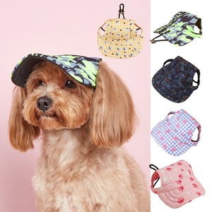 Gorra de béisbol para perro con visera de sol, de lona vaquera estampada, con protección UV para exteriores en verano, ajustable con cordón y orificios para las orejas, para cachorros Teddy Corgi - Product Image 1