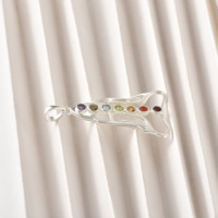Collier pendentif hexagonal 7 chakras en argent sterling 925, chaîne popcorn, style européen-américain, yoga, méditation, cristal de guérison, cadeau