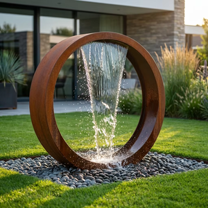 Cascade solaire en acier Corten résistante aux intempéries, finition rouillée pulvérisée, pour terrasse extérieure, aménagement paysager commercial, montage au sol - Product Image 4