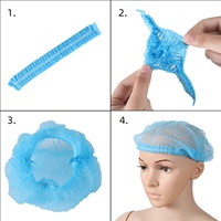 100 Buah Topi Strip Bouffant Sekali Pakai Penutup Rambut Salon Ekstensi Bulu Mata Topi Jaring Tahan Debu Elastis untuk Studio Kecantikan Spa Lash
